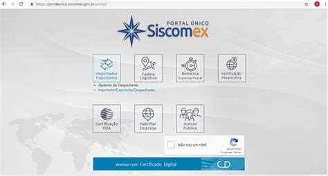 siscga|Acesso aos Sistemas de Comércio Exterior (Web) — Receita .